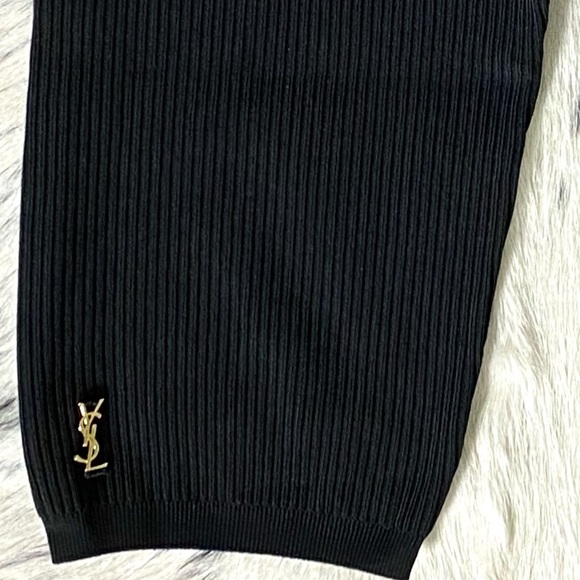 SAINT LAURENT HIGH-RISE RIB-KNIT CYCLISTE SHORTS, SZ S BLACK - Picture 11 of 16